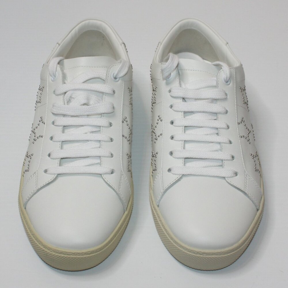 Saint Laurent Studded Star White Sneakers Shoes in size EU 39.5 / US 9.5 NEW - Picture 3 of 7